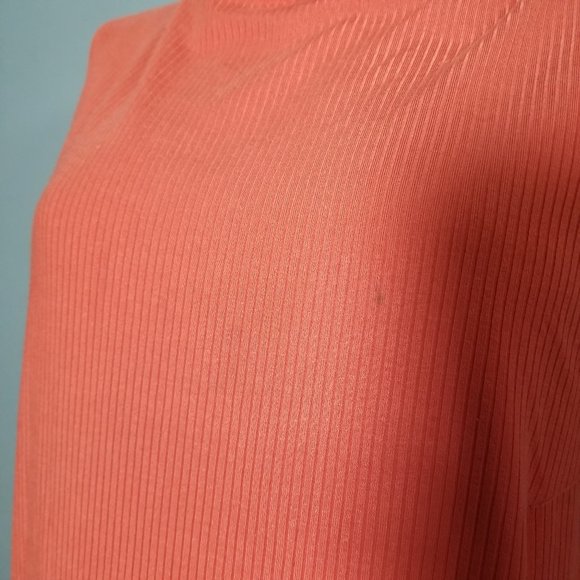Reformation Cali Ribbed Orange Mock Neck Dress - Picture 9 of 11